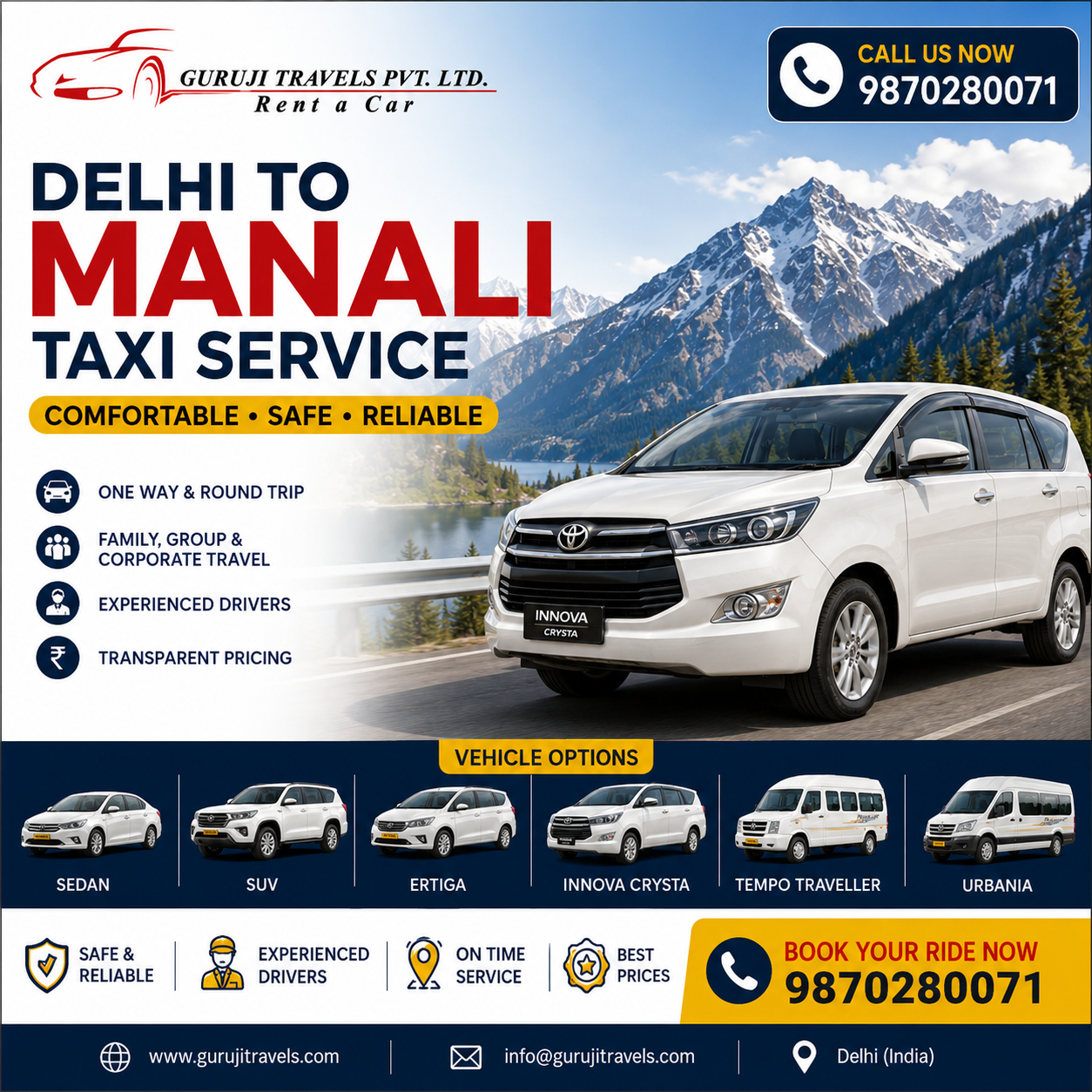 Delhi to Manali Taxi: Complete Guide to Cab Fare, Route & Booking in 2026